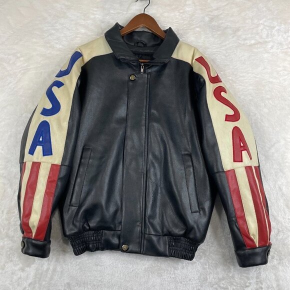 Other - Vtg Zorro Jacket Mens Small Black USA Flag Big Letter Spellout *Read